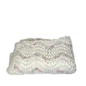 Handmade Crocheted Baby Blanket White